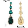 imageBriLove Womens Elegant Wedding Bridal Multi Teardrop Long Chandelier Dangle EarringsEmerald Color GoldTone