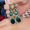 imageBriLove Womens Elegant Wedding Bridal Multi Teardrop Long Chandelier Dangle EarringsEmerald Color GoldTone