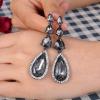imageBriLove Womens Elegant Wedding Bridal Multi Teardrop Long Chandelier Dangle EarringsGrey BlackTone