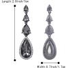imageBriLove Womens Elegant Wedding Bridal Multi Teardrop Long Chandelier Dangle EarringsGrey BlackTone