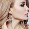 imageBriLove Womens Elegant Wedding Bridal Multi Teardrop Long Chandelier Dangle EarringsGrey BlackTone