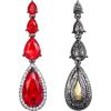 imageBriLove Womens Elegant Wedding Bridal Multi Teardrop Long Chandelier Dangle EarringsRuby Color BlackTone