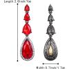 imageBriLove Womens Elegant Wedding Bridal Multi Teardrop Long Chandelier Dangle EarringsRuby Color BlackTone