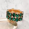 imageBriLove Womens Gorgeous Sparkling Crystal Emerald Cut Stretch Bangle Bracelet for Wedding Party Prom Jewelry AccessoriesAEmerald Color