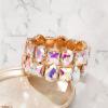 imageBriLove Womens Gorgeous Sparkling Crystal Emerald Cut Stretch Bangle Bracelet for Wedding Party Prom Jewelry AccessoriesAIridescent AB
