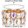 imageBriLove Womens Gorgeous Sparkling Crystal Emerald Cut Stretch Bangle Bracelet for Wedding Party Prom Jewelry AccessoriesAIridescent AB