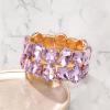 imageBriLove Womens Gorgeous Sparkling Crystal Emerald Cut Stretch Bangle Bracelet for Wedding Party Prom Jewelry AccessoriesALight Purple