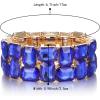 imageBriLove Womens Gorgeous Sparkling Crystal Emerald Cut Stretch Bangle Bracelet for Wedding Party Prom Jewelry AccessoriesBBlue GoldTone
