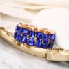 imageBriLove Womens Gorgeous Sparkling Crystal Emerald Cut Stretch Bangle Bracelet for Wedding Party Prom Jewelry AccessoriesBBlue GoldTone