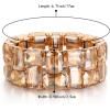 imageBriLove Womens Gorgeous Sparkling Crystal Emerald Cut Stretch Bangle Bracelet for Wedding Party Prom Jewelry AccessoriesBChampagne GoldTone
