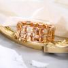 imageBriLove Womens Gorgeous Sparkling Crystal Emerald Cut Stretch Bangle Bracelet for Wedding Party Prom Jewelry AccessoriesBChampagne GoldTone