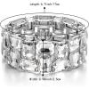 imageBriLove Womens Gorgeous Sparkling Crystal Emerald Cut Stretch Bangle Bracelet for Wedding Party Prom Jewelry AccessoriesBClear SilverTone