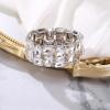 imageBriLove Womens Gorgeous Sparkling Crystal Emerald Cut Stretch Bangle Bracelet for Wedding Party Prom Jewelry AccessoriesBClear SilverTone