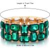imageBriLove Womens Gorgeous Sparkling Crystal Emerald Cut Stretch Bangle Bracelet for Wedding Party Prom Jewelry AccessoriesBEmerald Color GoldTone