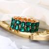 imageBriLove Womens Gorgeous Sparkling Crystal Emerald Cut Stretch Bangle Bracelet for Wedding Party Prom Jewelry AccessoriesBEmerald Color GoldTone