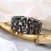 imageBriLove Womens Gorgeous Sparkling Crystal Emerald Cut Stretch Bangle Bracelet for Wedding Party Prom Jewelry AccessoriesBGrey BlackTone