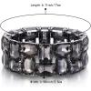 imageBriLove Womens Gorgeous Sparkling Crystal Emerald Cut Stretch Bangle Bracelet for Wedding Party Prom Jewelry AccessoriesBGrey BlackTone