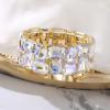 imageBriLove Womens Gorgeous Sparkling Crystal Emerald Cut Stretch Bangle Bracelet for Wedding Party Prom Jewelry AccessoriesBIridescent AB GoldTone