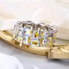 imageBriLove Womens Gorgeous Sparkling Crystal Emerald Cut Stretch Bangle Bracelet for Wedding Party Prom Jewelry AccessoriesBIridescent AB SilverTone