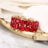 imageBriLove Womens Gorgeous Sparkling Crystal Emerald Cut Stretch Bangle Bracelet for Wedding Party Prom Jewelry AccessoriesBRuby Color GoldTone