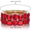 imageBriLove Womens Gorgeous Sparkling Crystal Emerald Cut Stretch Bangle Bracelet for Wedding Party Prom Jewelry AccessoriesBRuby Color GoldTone
