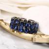 imageBriLove Womens Gorgeous Sparkling Crystal Emerald Cut Stretch Bangle Bracelet for Wedding Party Prom Jewelry AccessoriesBSapphire Color BlackTone
