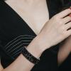 imageBriLove Womens Gorgeous Sparkling Crystal Emerald Cut Stretch Bangle Bracelet for Wedding Party Prom Jewelry AccessoriesCBlack