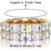 imageBriLove Womens Gorgeous Sparkling Crystal Emerald Cut Stretch Bangle Bracelet for Wedding Party Prom Jewelry AccessoriesCIridescent AB