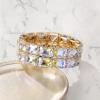 imageBriLove Womens Gorgeous Sparkling Crystal Emerald Cut Stretch Bangle Bracelet for Wedding Party Prom Jewelry AccessoriesCIridescent AB
