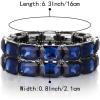 imageBriLove Womens Gorgeous Sparkling Crystal Emerald Cut Stretch Bangle Bracelet for Wedding Party Prom Jewelry AccessoriesCSapphire Color