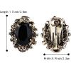imageBriLove Womens Victorian Style Crystal Floral Cameo Inspired Oval ClipOn EarringsBlack AntiqueGoldTone