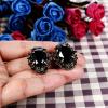 imageBriLove Womens Victorian Style Crystal Floral Cameo Inspired Oval ClipOn EarringsBlack AntiqueGoldTone