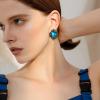 imageBriLove Womens Victorian Style Crystal Floral Cameo Inspired Oval ClipOn EarringsBlue AntiqueGoldToned
