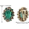 imageBriLove Womens Victorian Style Crystal Floral Cameo Inspired Oval ClipOn EarringsEmerald Color AntiqueGoldTone