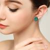 imageBriLove Womens Victorian Style Crystal Floral Cameo Inspired Oval ClipOn EarringsEmerald Color AntiqueGoldTone