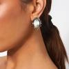 imageBriLove Womens Victorian Style Crystal Floral Cameo Inspired Oval ClipOn EarringsIridescent AB AntiqueGoldToned