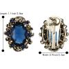 imageBriLove Womens Victorian Style Crystal Floral Cameo Inspired Oval ClipOn EarringsNavy Blue AntiqueGoldTone