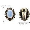 imageBriLove Womens Victorian Style Crystal Floral Cameo Inspired Oval ClipOn EarringsOpal Color AntiqueGoldTone
