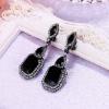 imageBriLove Womens Wedding Bridal Crystal Emerald Cut Infinity Figure 8 Chandelier ClipOn Dangle EarringsBlack BlackTone