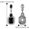 imageBriLove Womens Wedding Bridal Crystal Emerald Cut Infinity Figure 8 Chandelier ClipOn Dangle EarringsBlack BlackTone