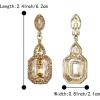 imageBriLove Womens Wedding Bridal Crystal Emerald Cut Infinity Figure 8 Chandelier ClipOn Dangle EarringsChampagne GoldTone