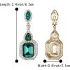 imageBriLove Womens Wedding Bridal Crystal Emerald Cut Infinity Figure 8 Chandelier ClipOn Dangle EarringsEmerald Color GoldTone