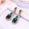 imageBriLove Womens Wedding Bridal Crystal Emerald Cut Infinity Figure 8 Chandelier ClipOn Dangle EarringsEmerald Color GoldTone