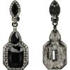 imageBriLove Womens Wedding Bridal Crystal Emerald Cut Infinity Figure 8 Chandelier ClipOn Dangle EarringsNew Black BlackTone