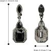 imageBriLove Womens Wedding Bridal Crystal Emerald Cut Infinity Figure 8 Chandelier ClipOn Dangle EarringsNew Black BlackTone