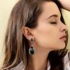 imageBriLove Womens Wedding Bridal Crystal Emerald Cut Infinity Figure 8 Chandelier ClipOn Dangle EarringsNew Black BlackTone