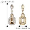 imageBriLove Womens Wedding Bridal Crystal Emerald Cut Infinity Figure 8 Chandelier ClipOn Dangle EarringsYellow GoldTone