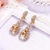imageBriLove Womens Wedding Bridal Crystal Emerald Cut Infinity Figure 8 Chandelier ClipOn Dangle EarringsYellow GoldTone