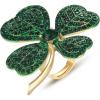 imageBriLove Clover Ring for Women Gorgeous Shiny Rhinestones Green Leaf Shape Statement Rings for St Patricks Day Party Prom Accessories Emerald Color GoldTone