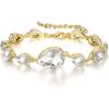 imageBriLove Shiny Gorgeous Womens Crystal Multi Teardrop Cluster Link Bracelet for Wedding Bridal Party PromClear GoldTone